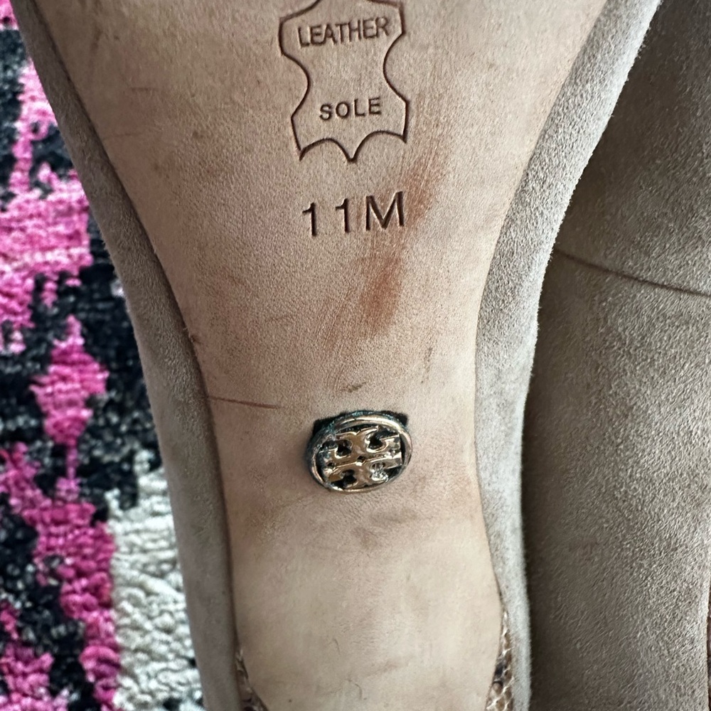 Tory Burch Tan Suede, Python 4’ Inch Heel Size 11… - image 6